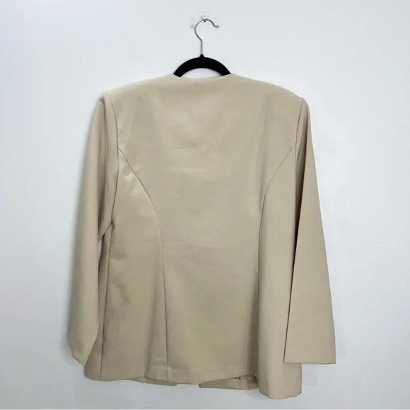 Vintage beige tan crochet detail blazer jacket 14 - Picture 4 of 12